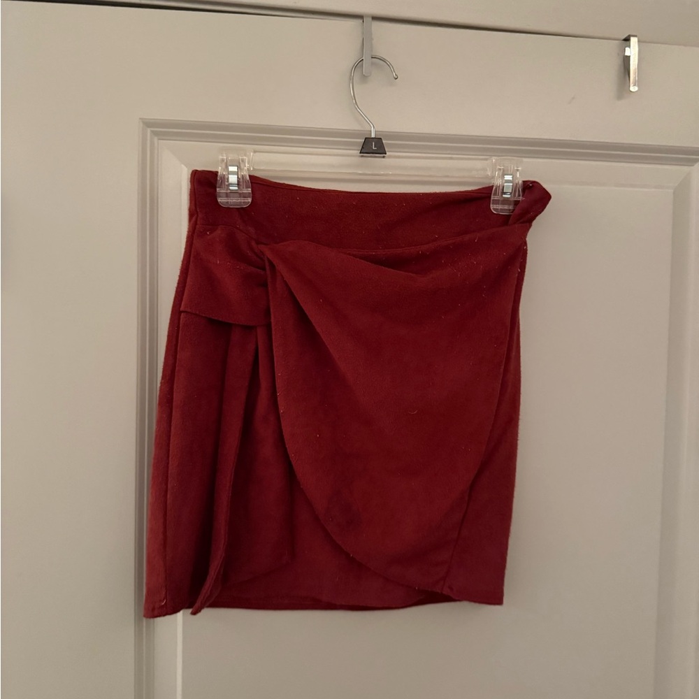 Altar'd State Red Asymmetrical Wrap Mini Skirt